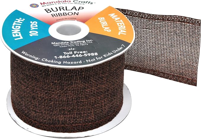 Mandala Crafts Brown Burlap Ribbon 2.5 Inches Wide Jute Ribbons - Image 2