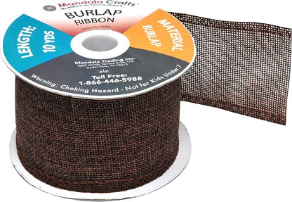 Mandala Crafts Brown Burlap Ribbon 2.5 Inches Wide Jute Ribbons - Image 2