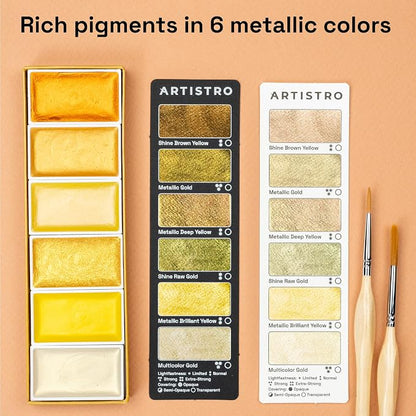 ARTISTRO Professional Metallic Watercolor Paint Set - Image 3