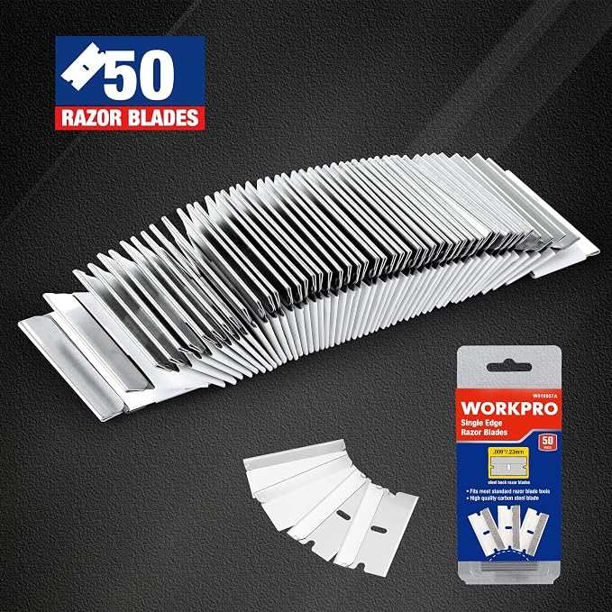 WORKPRO 50-Pack Single Razor Edge Blades, Industrial Scraper Razor Blades - Image 6