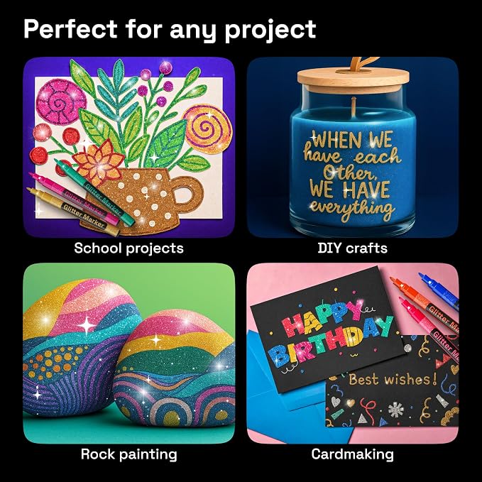 ARTISTRO 12 Glitter Paint Pens Sparkly and Shiny - Image 3