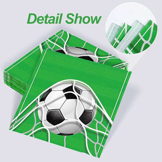 Aodaer 48 Pieces Soccer Paper Napkins Disposable Football Party Napkins Sports - Image 4