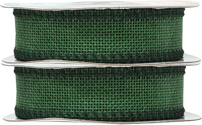 Mandala Crafts Green Burlap Ribbon 1 Inch Wide Jute Ribbons - Image 2