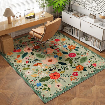 Rugcomf Bedroom Rug 3x5 Rug Washable Area Rug Non Slip Low Pile Boho Floral - Image 7