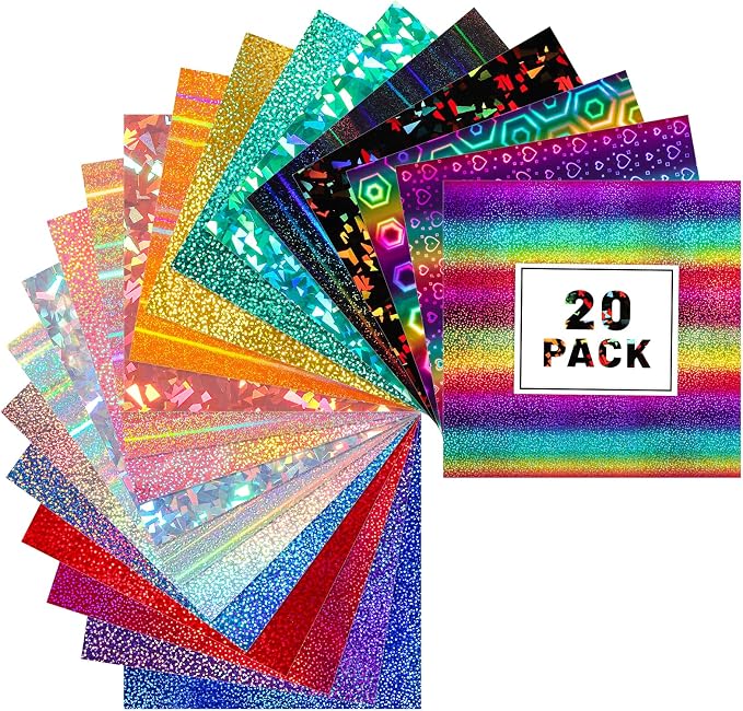 GIRAFVINYL Glitter Holographic Vinyl Bundle, Rainbow Holographic Permanent by GIRAFVINYL