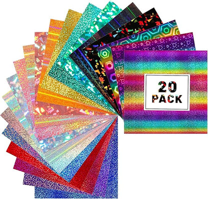 GIRAFVINYL Glitter Holographic Vinyl Bundle, Rainbow Holographic Permanent by GIRAFVINYL