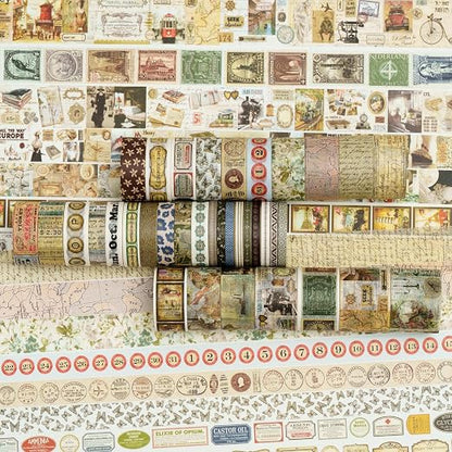 36 Rolls Vintage Washi Tape Pack Retro Arts Adhesive Tapes Wide Chronicle - Image 2