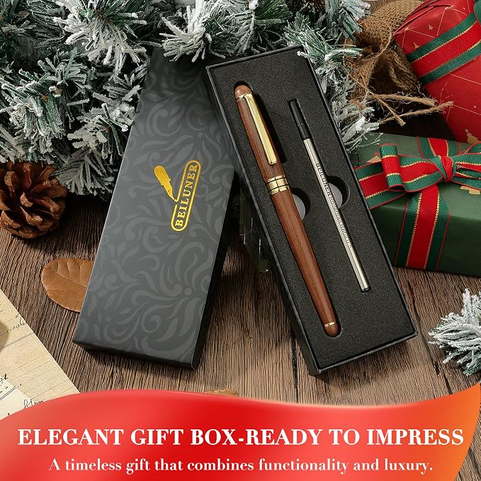 BEILUNER Luxury Personalized Wood Ballpoint Pen Writing Set, Walnut-Elegant - Image 5