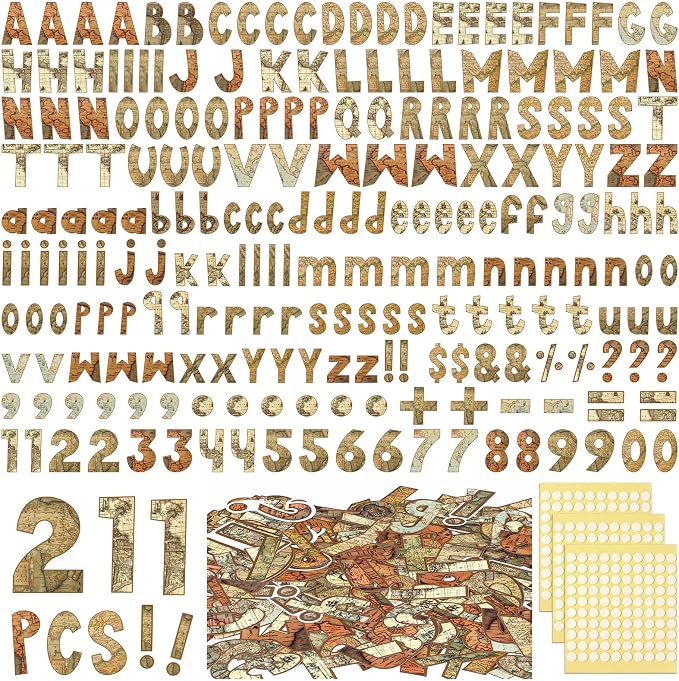 221 Pcs Bulletin Board Letters Round Alphabet Number Punctuation Symbol Combo by Humyoun