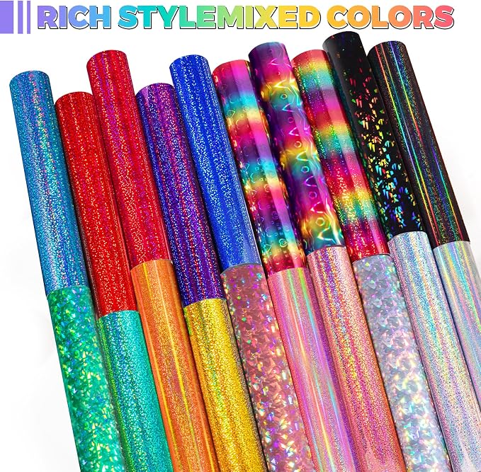 GIRAFVINYL Glitter Holographic Vinyl Bundle, Rainbow Holographic Permanent - Image 5