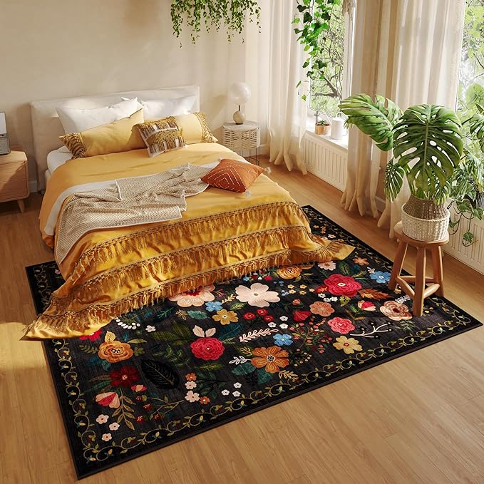 Rugcomf Living Room Rug 6x9 Rug Machine Washable Boho Area Rug Non Slip Floral - Image 5