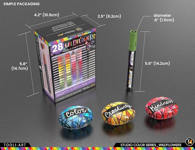 28 Wildflower Colors Acrylic Paint Pens Studio Color Series Markers Set 3mm - Image 6