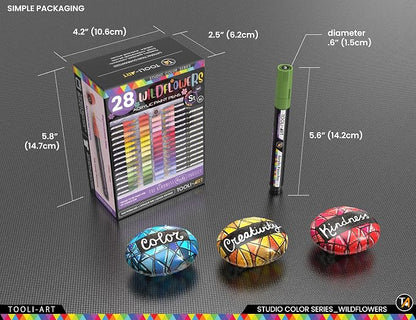 28 Wildflower Colors Acrylic Paint Pens Studio Color Series Markers Set 3mm - Image 6