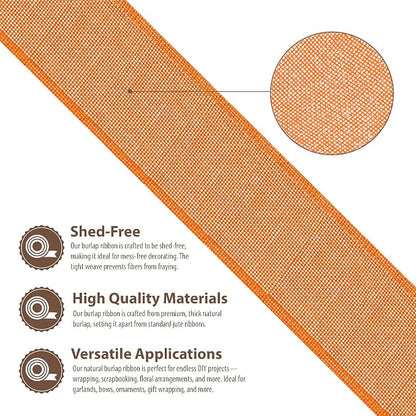 Mandala Crafts Orange Burlap Wired Ribbon 2.5 Inches Wide Jute Ribbons - Image 3