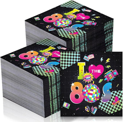 60 Pcs 80s Cocktail Paper Napkins 6.5 x 6.5 Inches Disposable Paper Napkins by Feifeiya