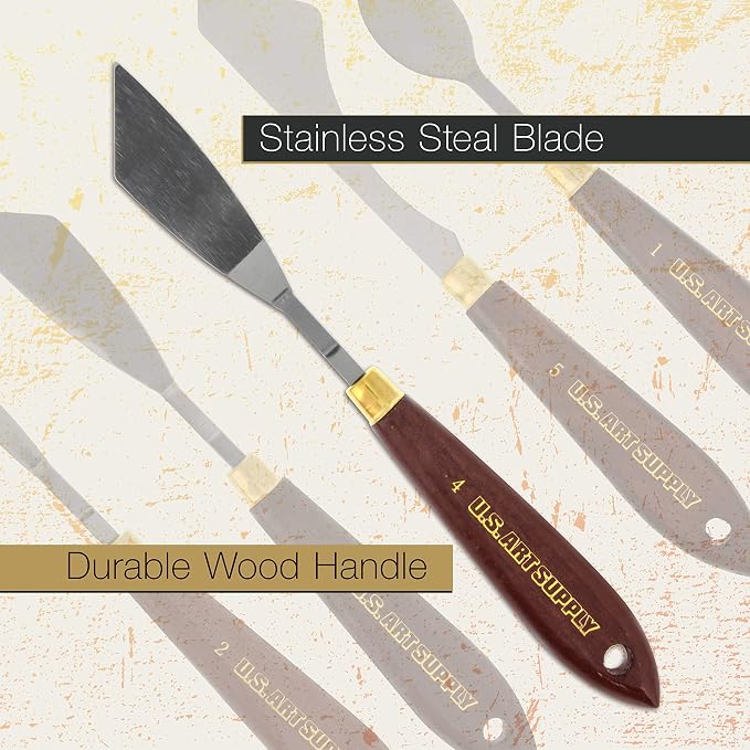 U.S. Art Supply 5-Piece Artist Stainless Steel Palette Knife Set - Image 3