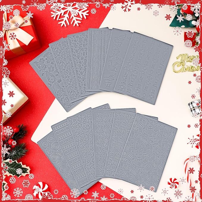 12 Pcs Christmas Polymer Clay Texture Sheets - Image 4