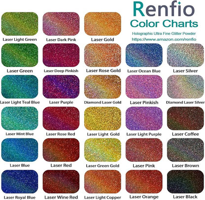 Renfio 28 Colors Holographic Glitter Set, 14.81oz 420g Ultra Fine Glitter - Image 3