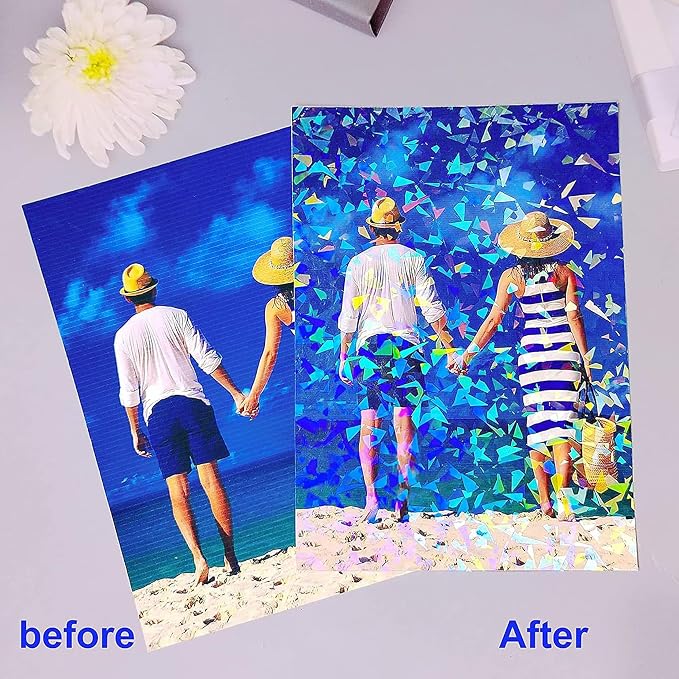 36 Sheets Holographic Sticker Paper Clear Vinyl Sheets Self-Adhesive Overlay - Image 4