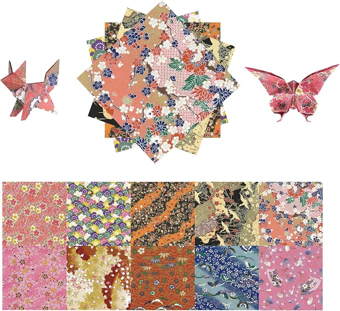 Origami Paper Kit 50 Sheets 6 Inch Square Double Sided Color 10 Vivid Sakura by Bestartsuppliesforyou