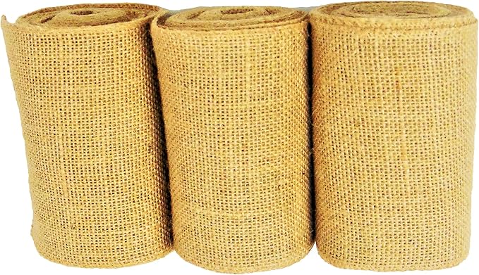3 Pack Burlap Garland and Wreath Ribbon Wide 5" x 15 Yards Natural Jute 5 Inch - Image 3