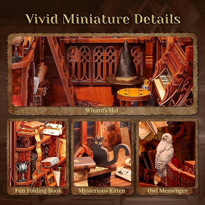 3D Wood Puzzle Book Nook Kit, DIY Magical Miniature Dollhouse - Image 3