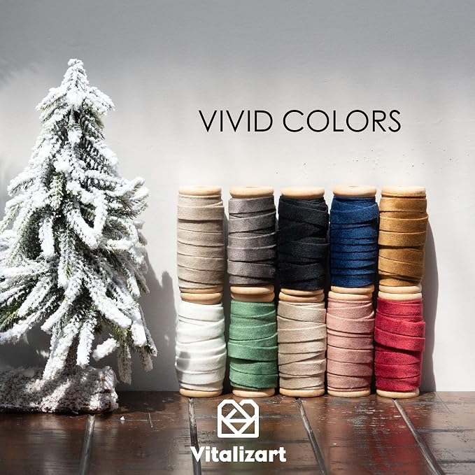 Vitalizart Khaki Velvet Ribbon Set 3/8" x 15 Yd Fall Ribbon Fabric Trim 3 Rolls - Image 6
