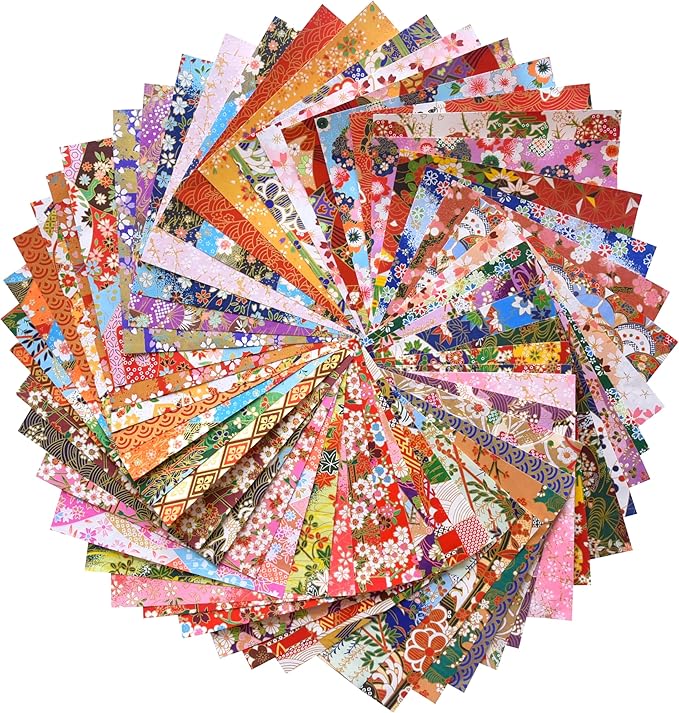50 Origami Paper Yuzen Washi Paper Different Patterns Japanese Print 6x6 inches by Origamipolly