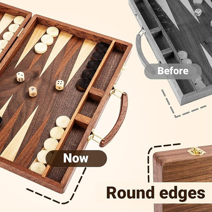 ropoda Sapele Wood Backgammon Board Game Set - Image 2