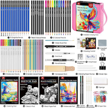 133 PCS Art Supplies Sketching Kit, Pro Drawing Pencils - Image 2