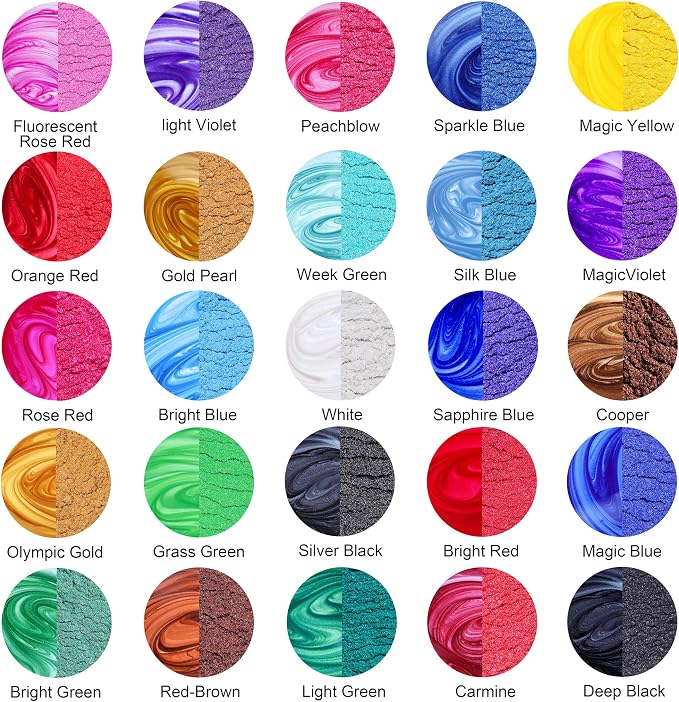 MTBJZJ Mica Powder for Resin, 25 Colors - 20g/Bottle of Epoxy Resin Color - Image 2