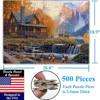 Think2Master Cabin by The Falls 500 Pieces Large Format Jigsaw Puzzle: Kids 12+ - Image 6