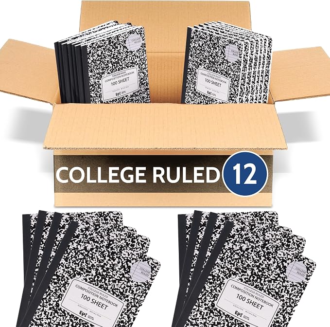 EPI Marble Hardcover College Ruled Composition Notebook | 200 Pages, 9.75 x 7.5 by EPI