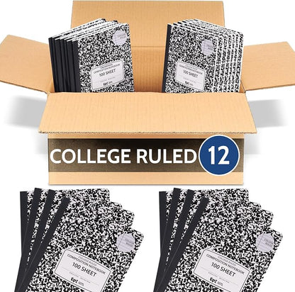 EPI Marble Hardcover College Ruled Composition Notebook | 200 Pages, 9.75 x 7.5 by EPI