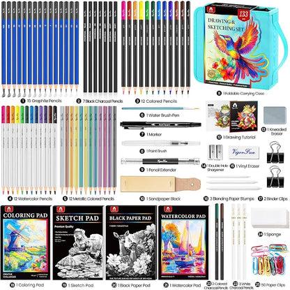 133 PCS Art Supplies Sketching Kit, Pro Drawing Pencils - Image 2