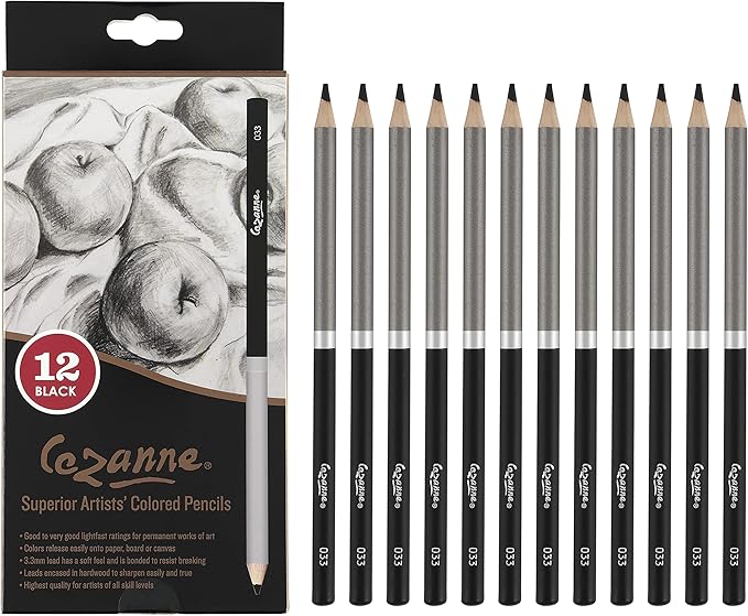 Creative Mark Cezanne Premium Colored Pencils Black Set of 12 by Cezanne