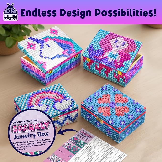 PURPLE LADYBUG Sparkly DIY Wooden Jewelry Box Craft - Image 4