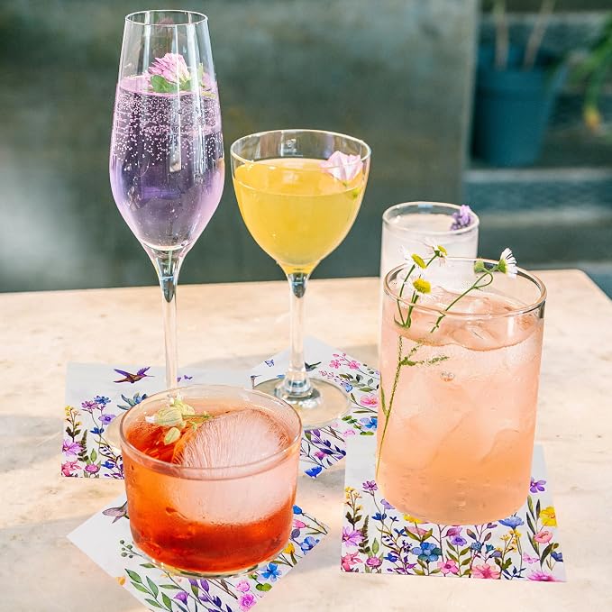 Cocktail Napkins 80 Pack 2 Ply Floral Beverage Luncheon Dinner Paper Napkins - Image 6