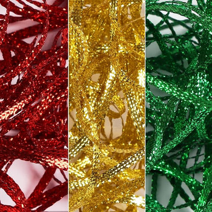 Christmas Set Thin Ribbon 1/8 inch Metallic Braided Double Faced Ribbons - Image 8