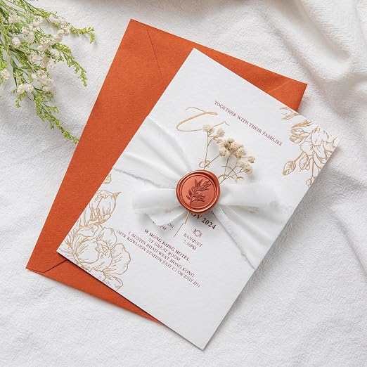 PONATIA 50PCS Terracotta Orange Wax Seal Stickers - Image 6