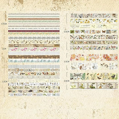 36 Rolls Vintage Washi Tape Pack Retro Arts Adhesive Tapes Wide Chronicle - Image 4