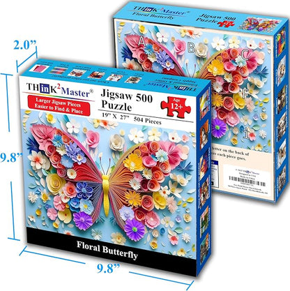Think2Master Colorful Vibrant Flower Butterfly 500 Pieces Large Format Jigsaw - Image 5