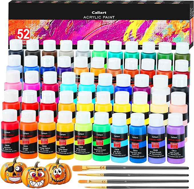 Caliart Acrylic Paint Set, 52 Colors by Caliart