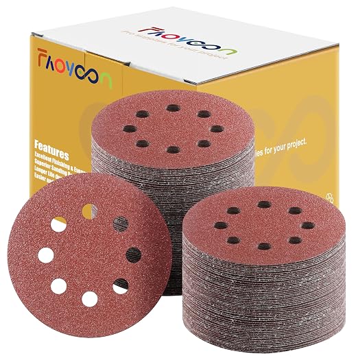 Sanding Disc 5 Inch 8 Hole, Sandpaper by Faoyoon
