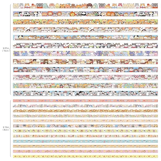 24 Rolls Colorful Cute Cartoon Animal Writable Washi Tape Set, Decorative Tapes - Image 2