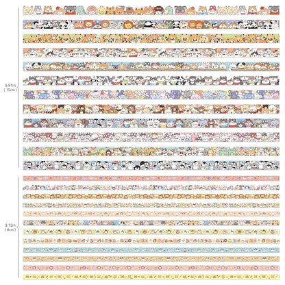 24 Rolls Colorful Cute Cartoon Animal Writable Washi Tape Set, Decorative Tapes - Image 2