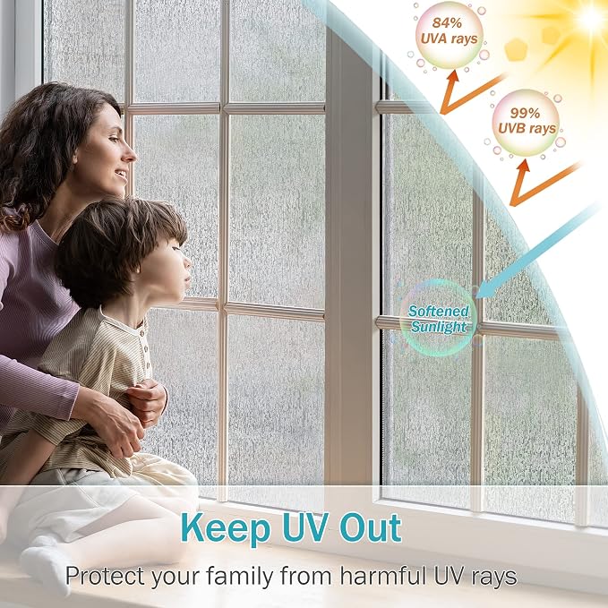 VELIMAX Rain Glass Window Film Privacy Static Window Clings Decorative Glass - Image 3