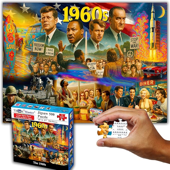 Think2Master 1960s 500 Pieces Large Format Jigsaw Puzzle: Kids 12+, Adults & by Think2Master