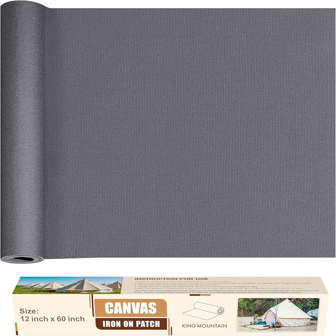 KING MOUNTAIN Canvas Iron on Patch, Waterproof 100% Cotton Fabric Repair Patch by ForABetterHomeLife