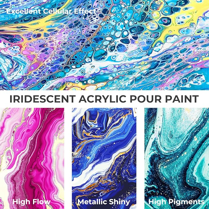 Nicpro 8 Colors Iridescent Metallic Acrylic Pour Paint Supplies Kit, 8.45oz - Image 7